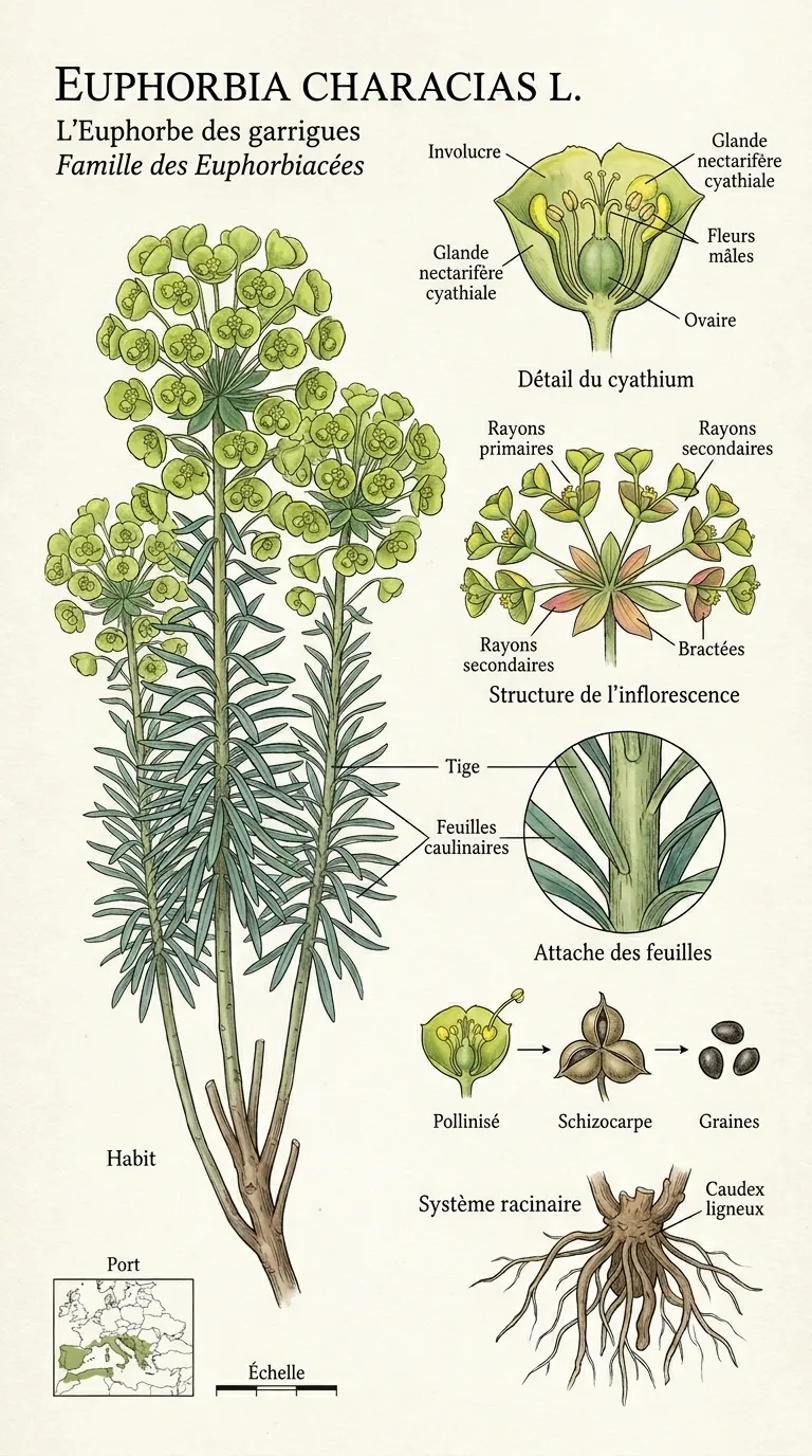 Euphorbe characias en structure graphique