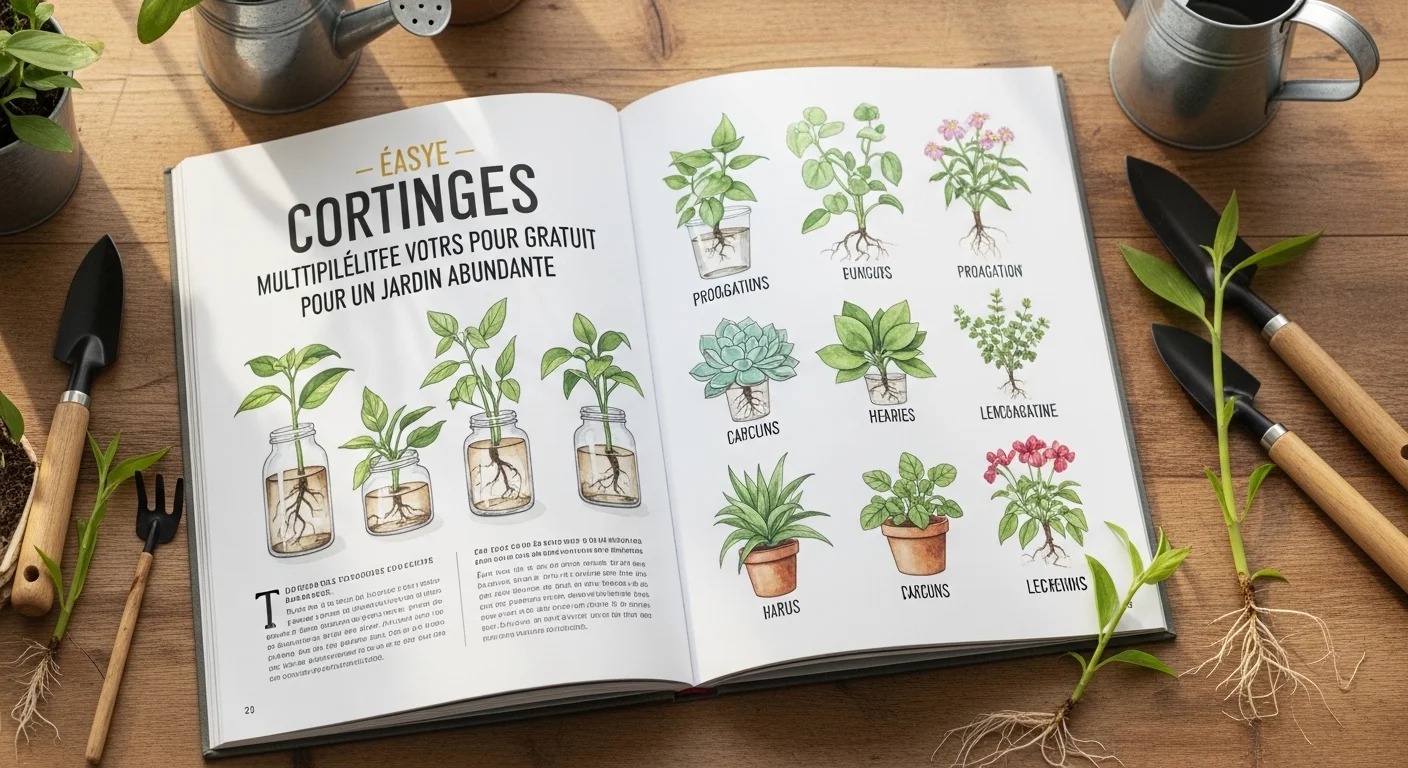 Main tenant des boutures de différentes plantes devant un petit balcon végétalisé