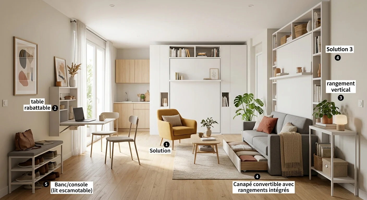 Meubles gain de place studio 30m² : 5 solutions malines