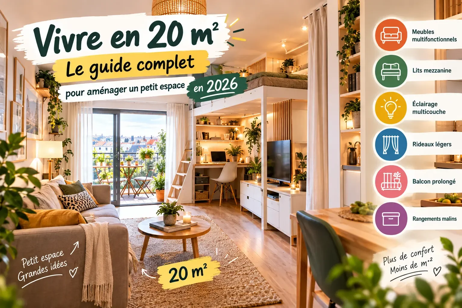 Vivre en 20 m² : le guide complet pour aménager un petit espace en 2026