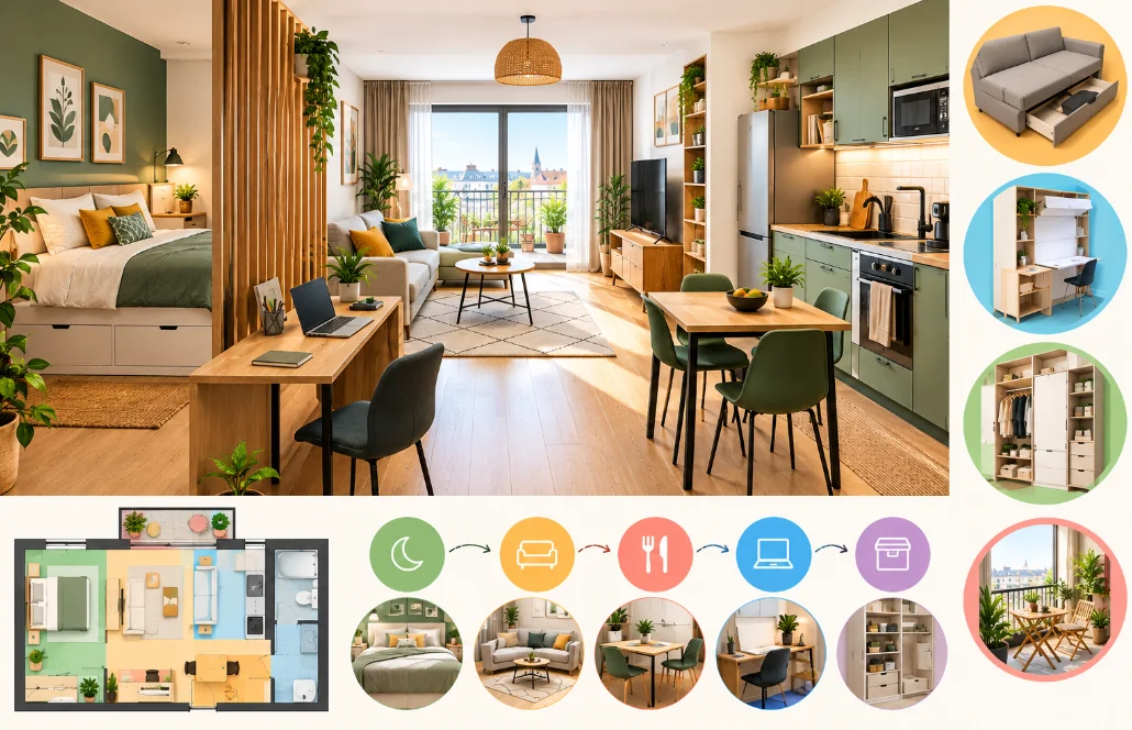 Zones fonctionnelles dans un studio de 30 m² : le guide 2026