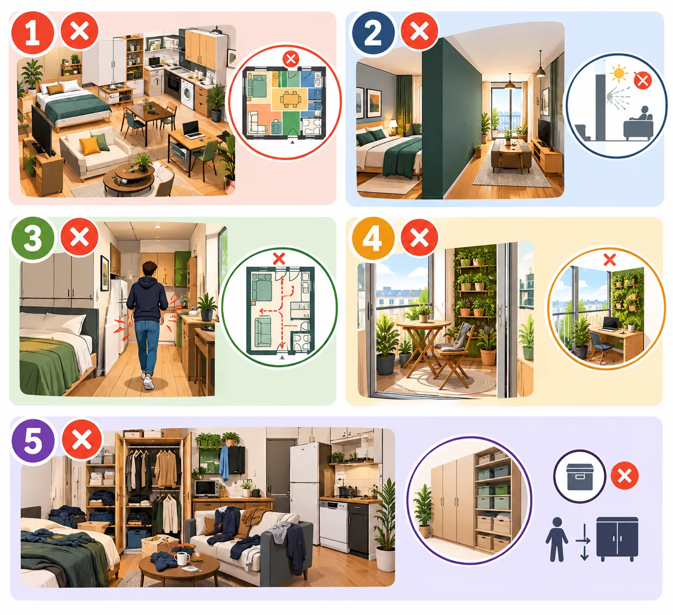 Erreurs à éviter dans le zonage d'un studio de 30 m²